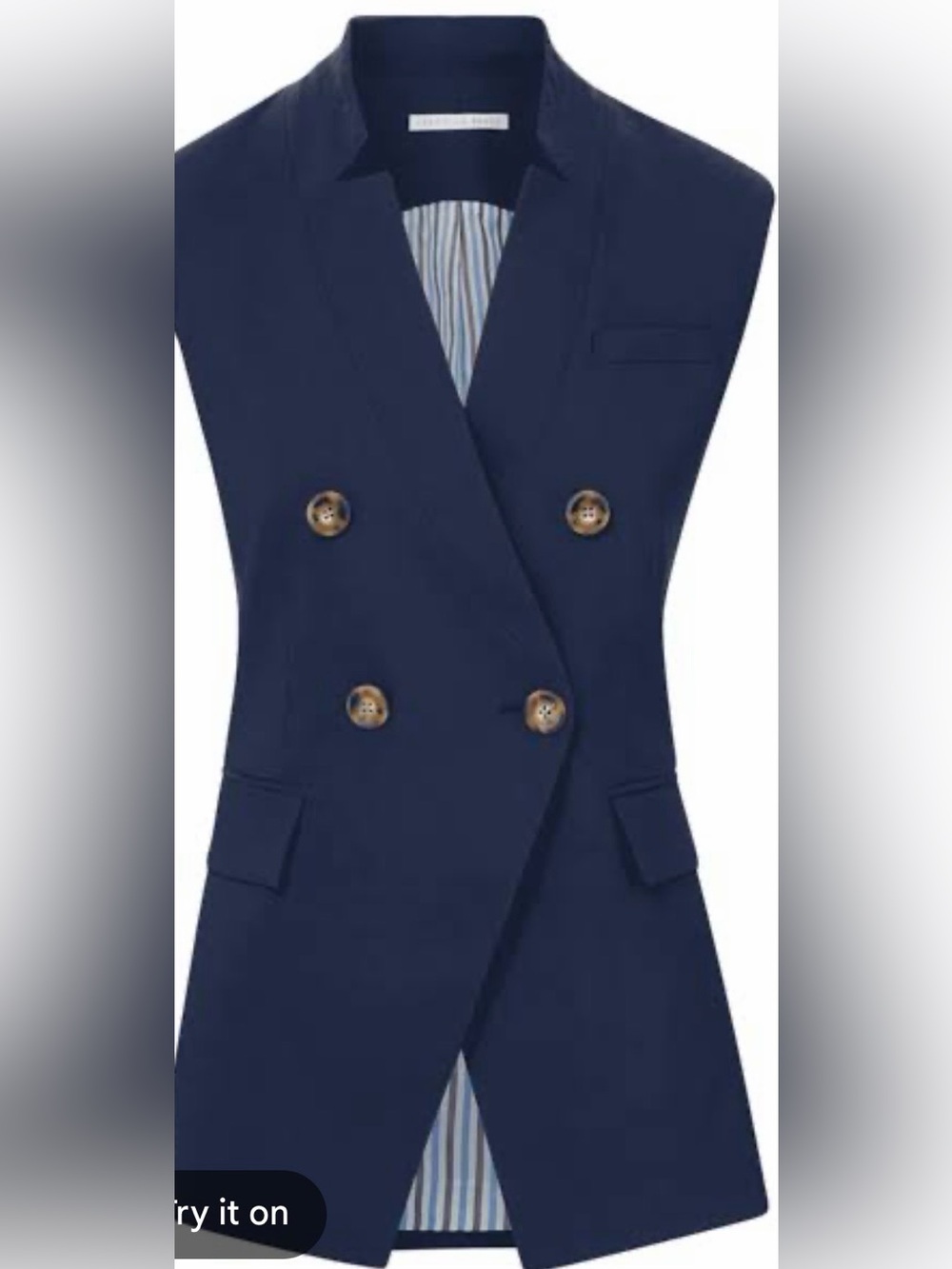 Veronica Beard Amika Vest Double-Breasted Sleeveless Blazer Vest - Navy